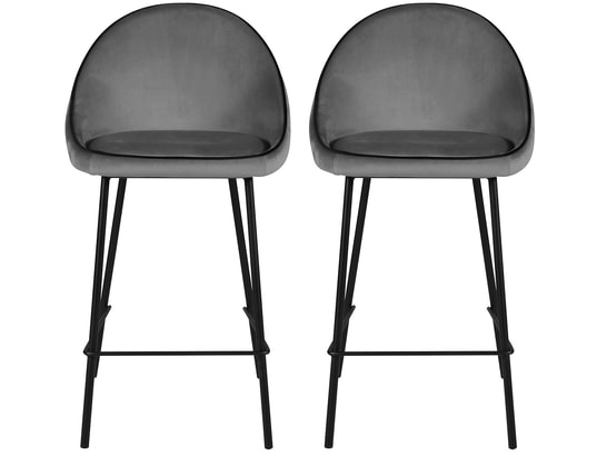 CONCEPT1 - Tabouret de bar Lot de 2 T. Maya anthracite velours (bar)