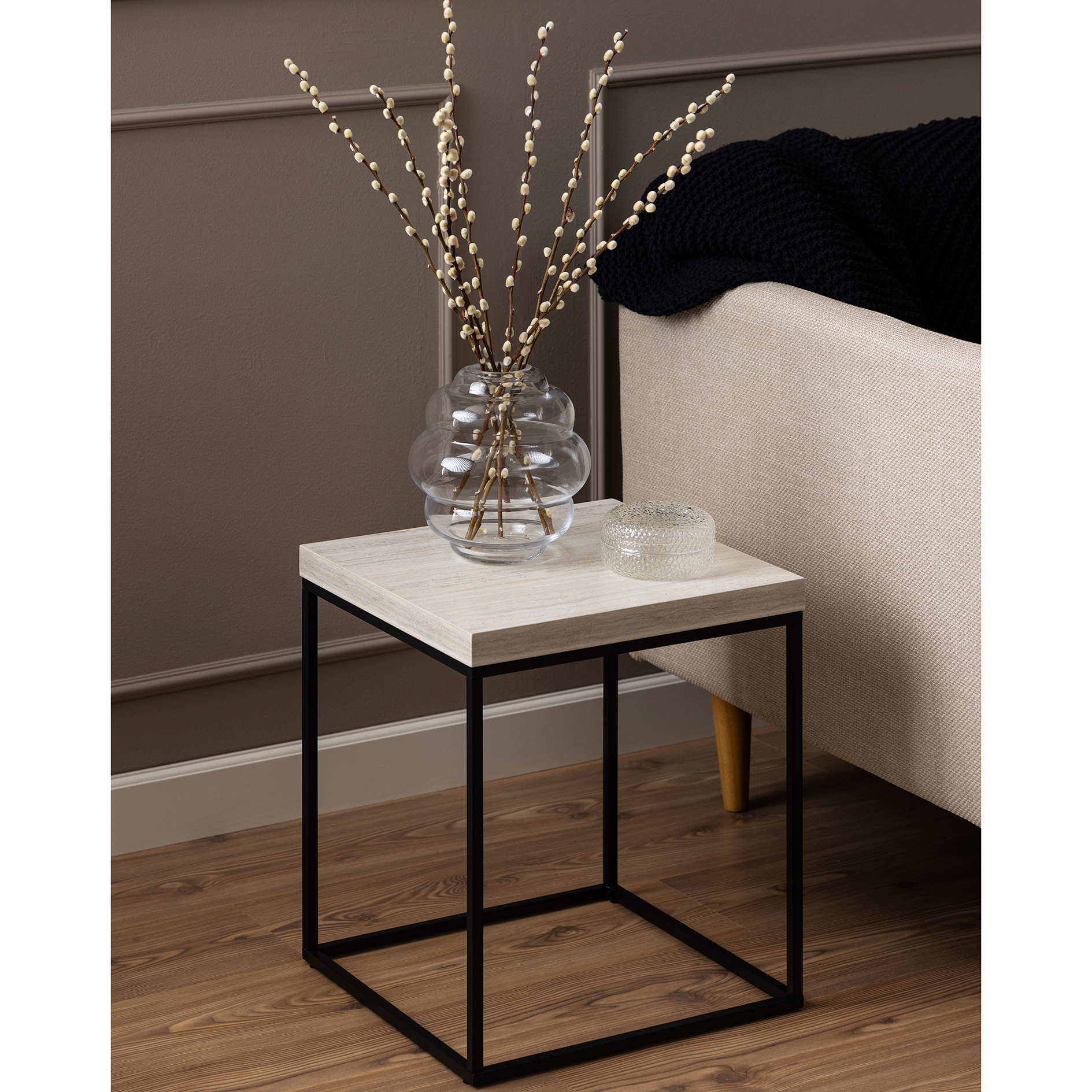 Couchtisch BAROSSA - beige - schwarz matt - 40 cm