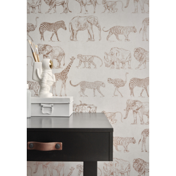 Vliesbehang safari creme (dessin 104894)