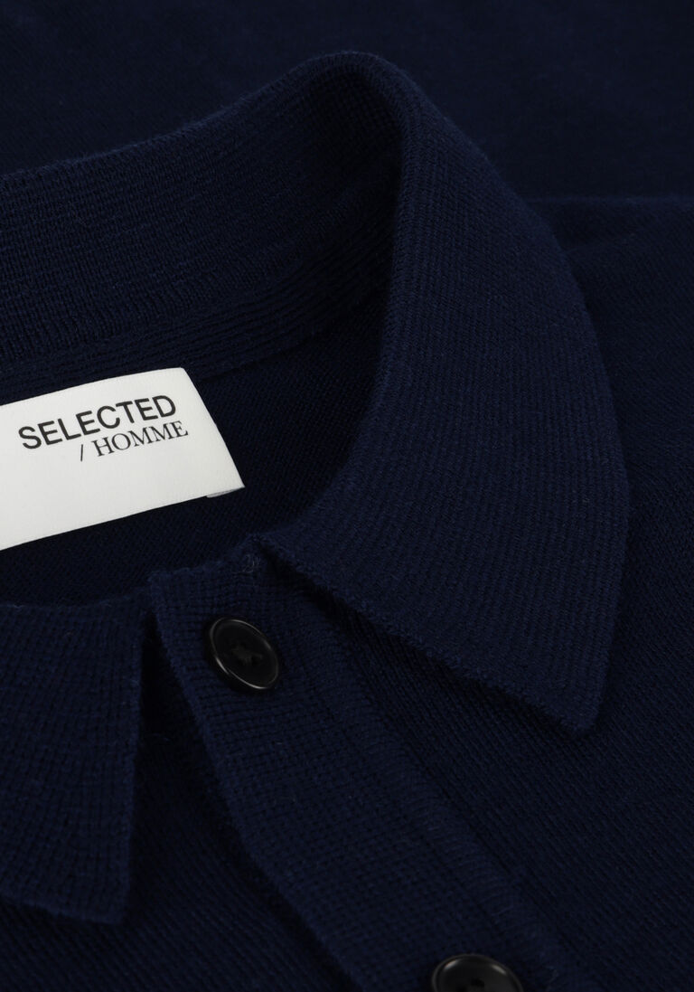SELECTED HOMME donkerblauwe selected homme polo slhtown merino coolmax knit polo noos
