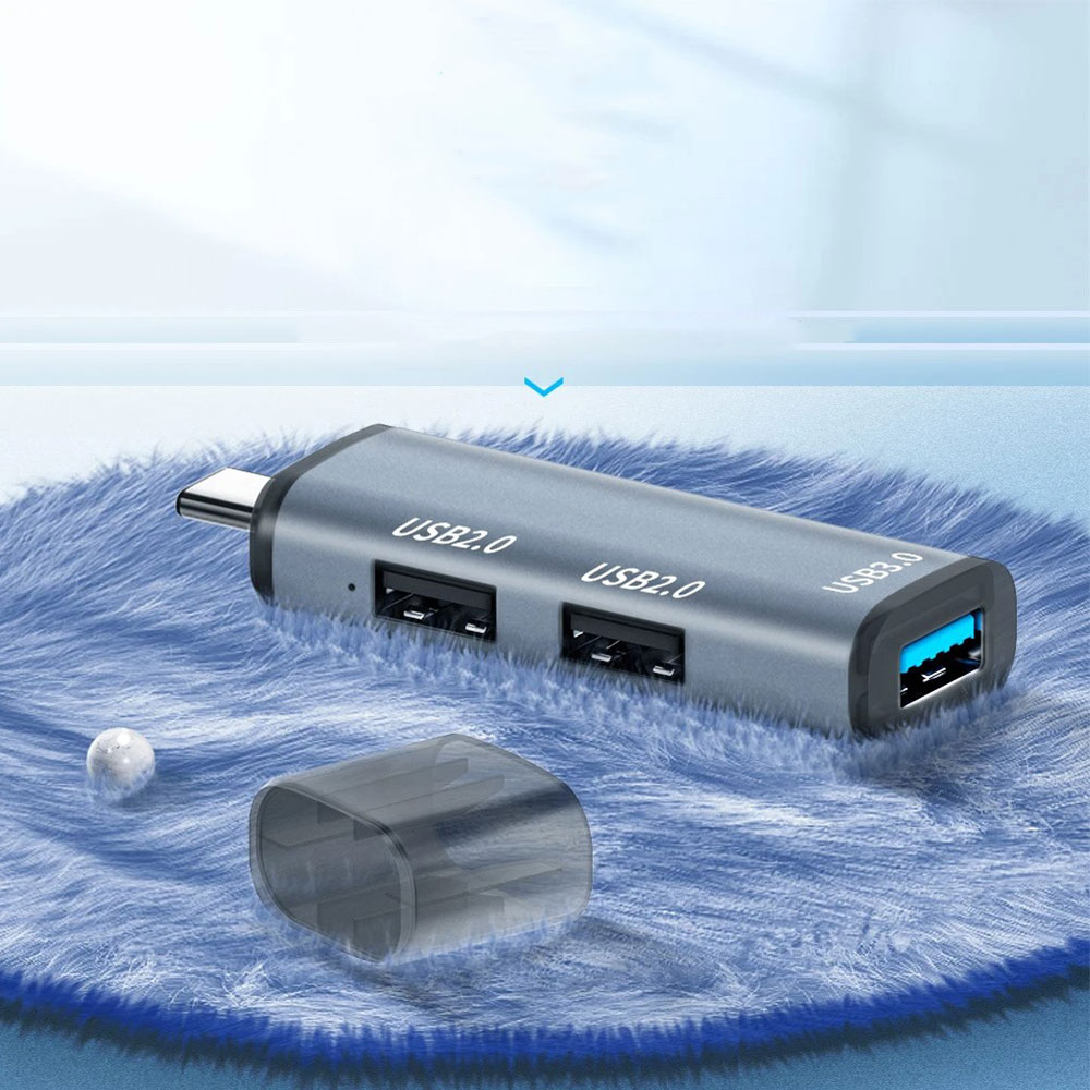 USB C (m) auf 2x USB 2.0 / 1x USB 3.0 (w) Daten Adapter Stecker (5 Gbit/s) - Silber