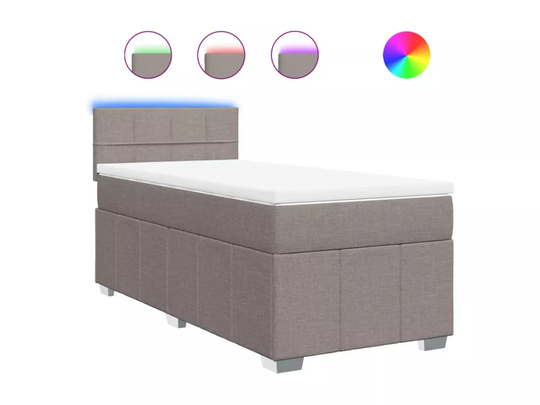 Sommier à lattes de lit avec matelas Taupe 90x190 cm Tissu