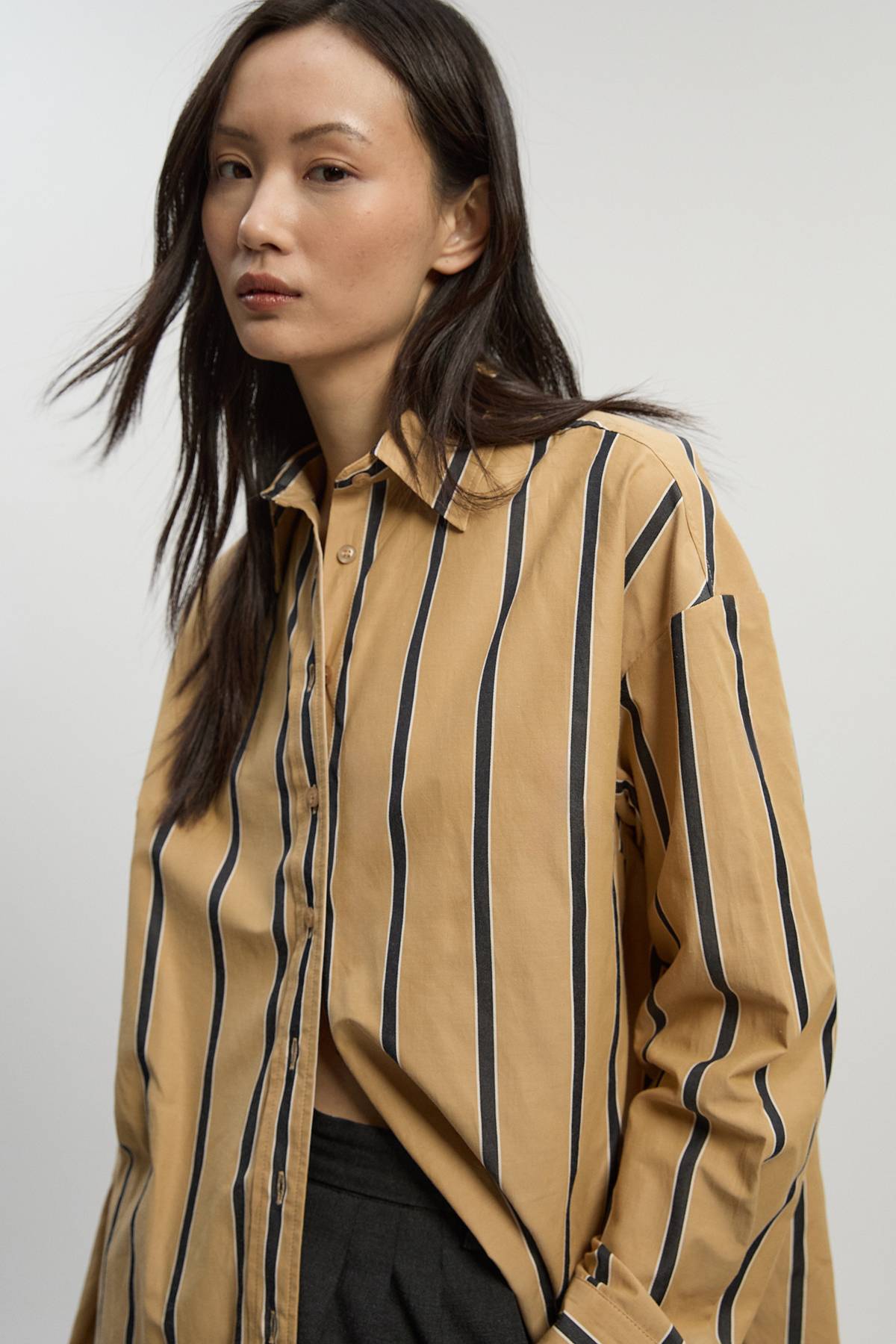 KarenMillen Chemise Essentielle Rayée en Coton Oversize Ajustée Petite Taille