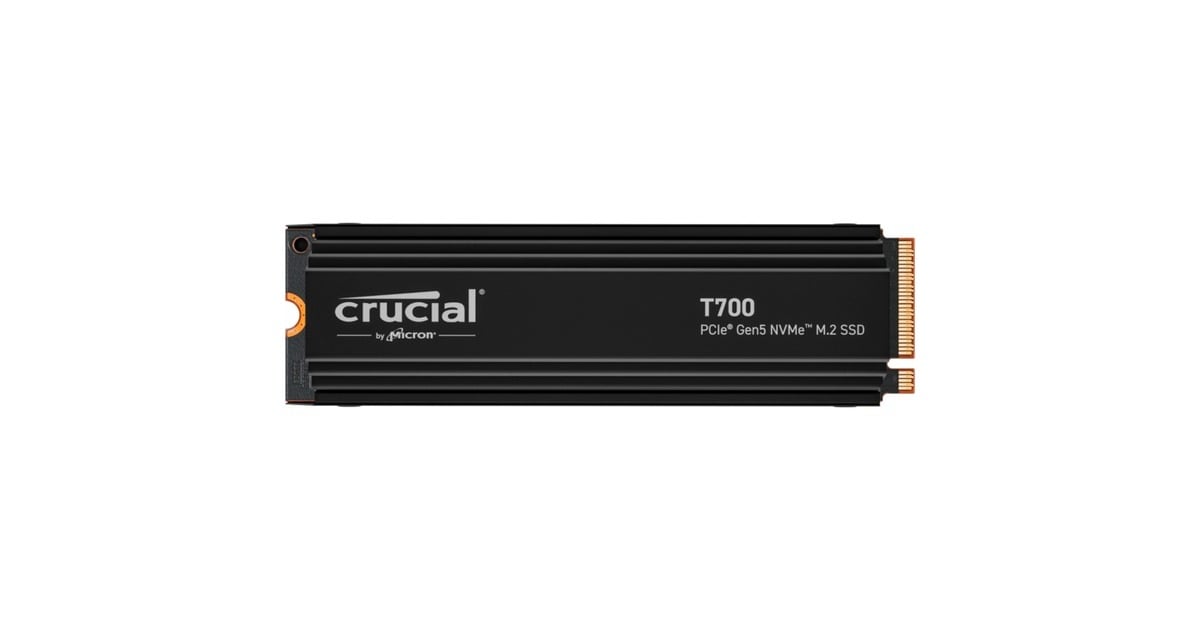 CrucialT700 Heatsink 2 TB SSD  (Zwart, CT2000T700SSD5, PCIe 5.0 x4, NVMe 2.0, M.2 2280)