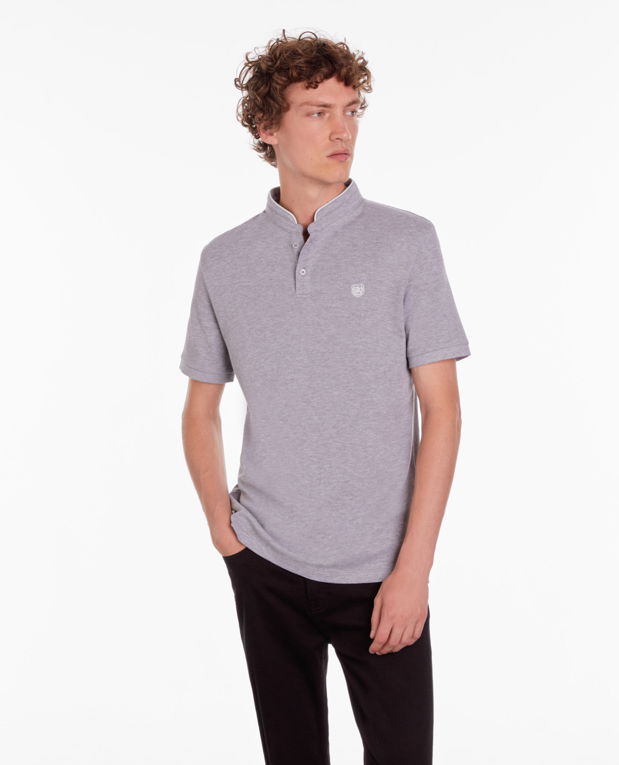 Polo gris clair en coton
