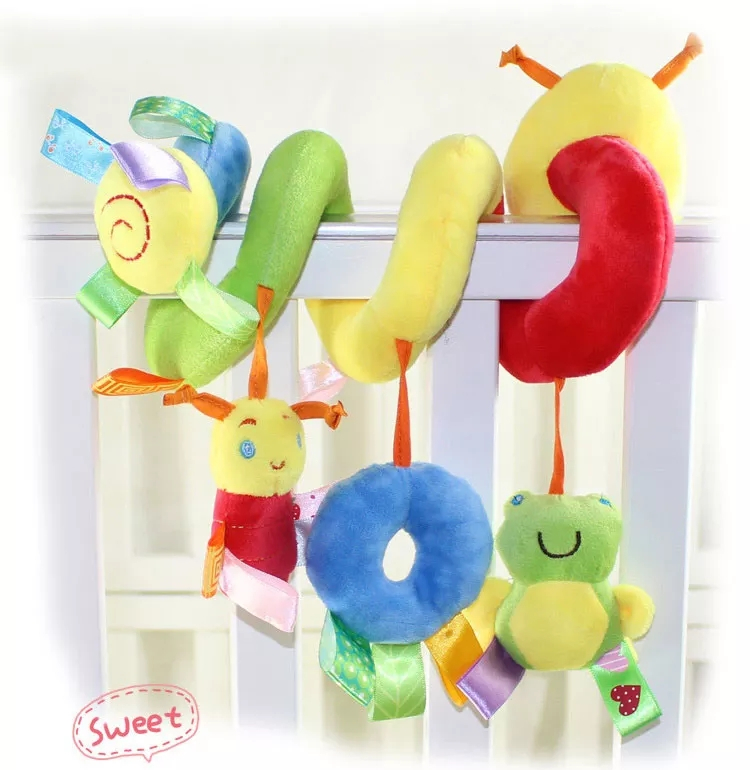 (50cm) Baby Spielzeug Mobile Spiral Raupe zum aufhängen für Babysafe / Bett / Kinderwagen - Bunt