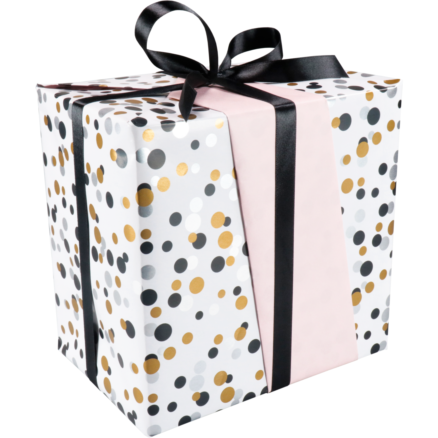 Cadeaupapier, 50cm, 200m, 80gr/m², Confetti, zilver/goud/zwart
