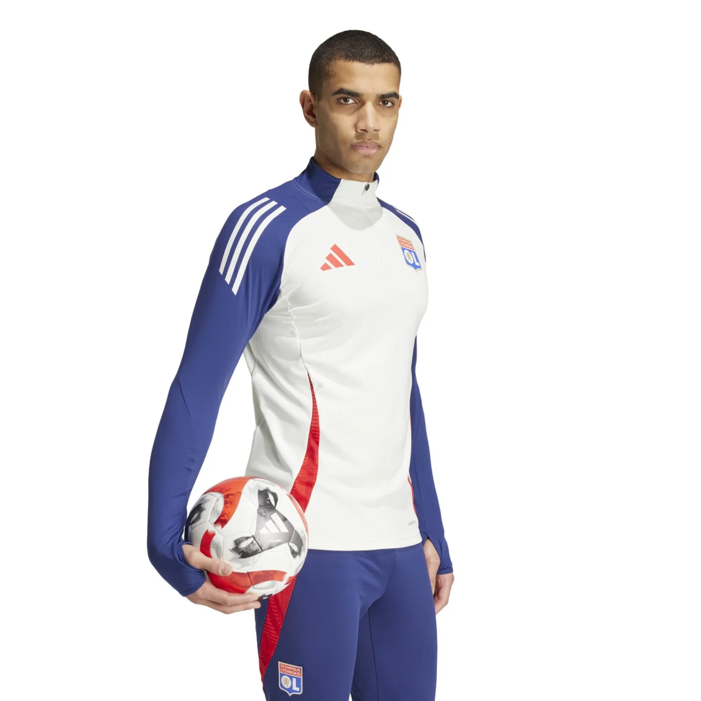 Adidas Olympique Lyon Trainingstrui 1/4-Zip 2024-2025 Wit Donkerblauw Rood