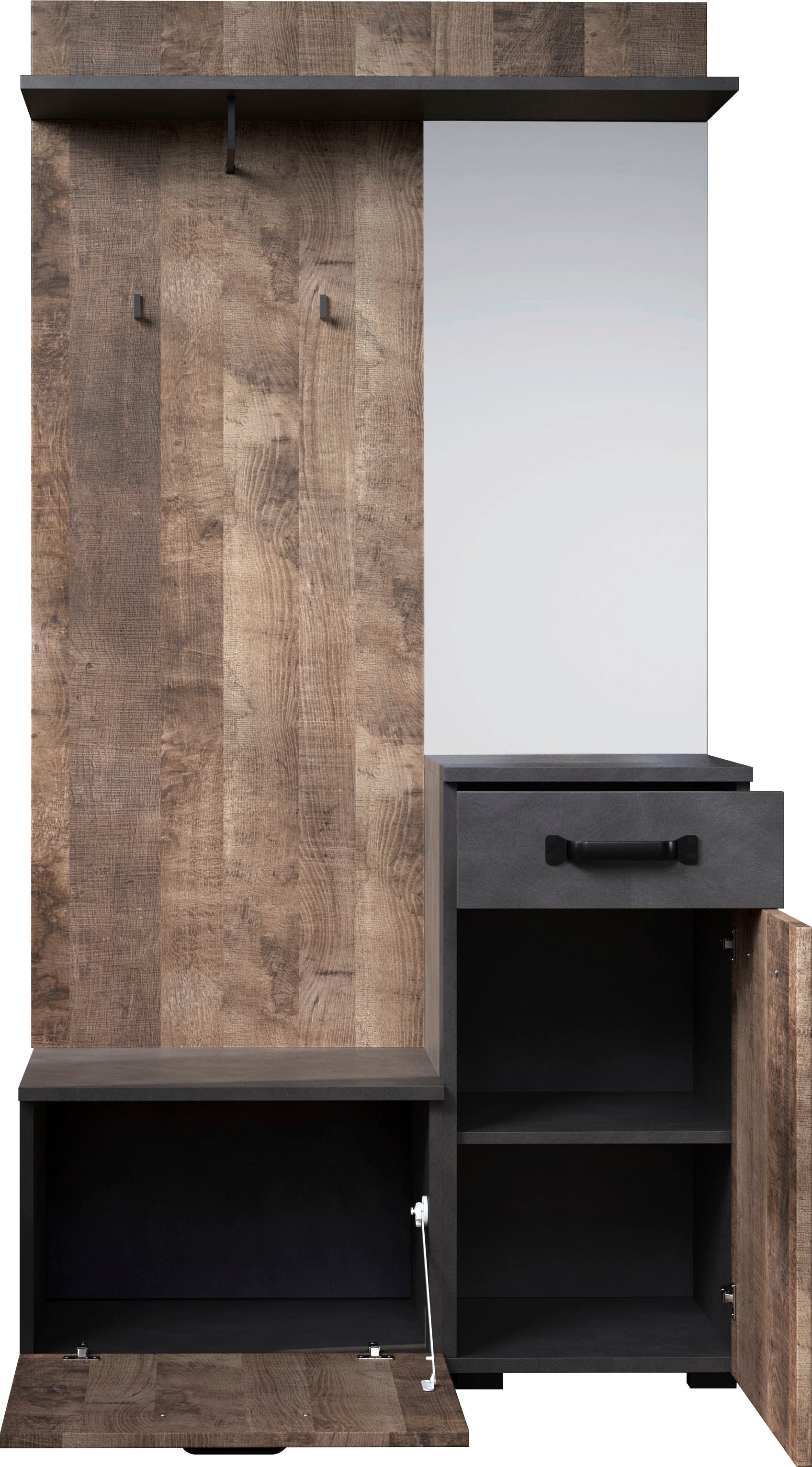 Home affaire Garderobenschrank »Saragossa« Kompaktgarderobe, Tür, Schublade, Klappe - (B/T/H) 104/32/190 cm