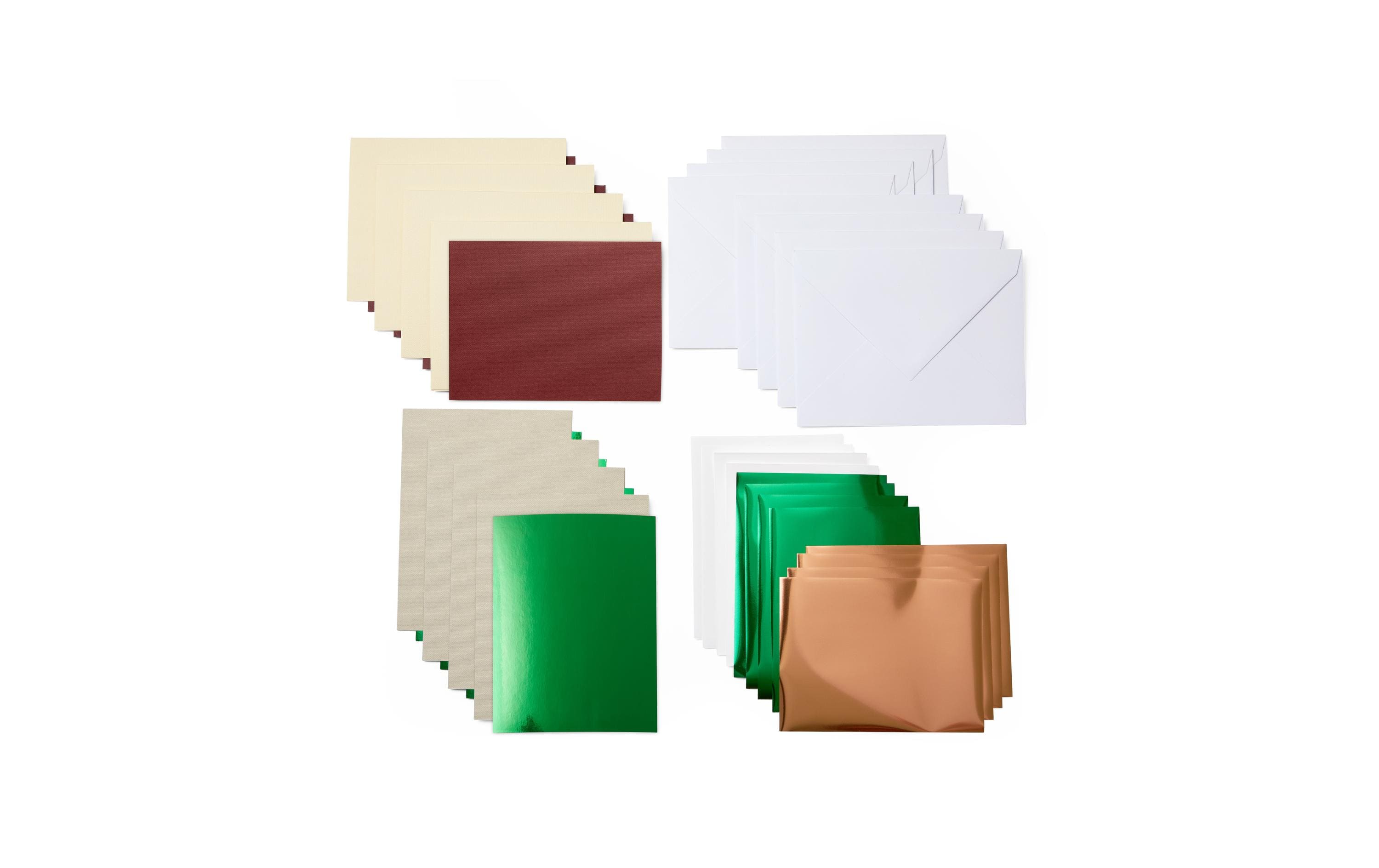 Blankokarte Joy 11.4 x 15.9 cm Transfer, Grün/Khaki, 8 StückKartenset mit Transferfolien