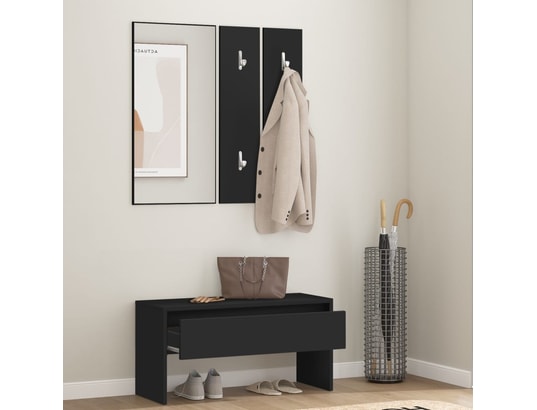VIDAXL - Ensemble de meubles de couloir noir bois d'ingénierie