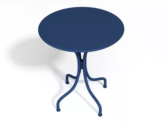 Salle à manger de jardin en métal - une table D.60cm et 2 chaises empilables - Bleu nuit - MIRMANDE de MYLIA