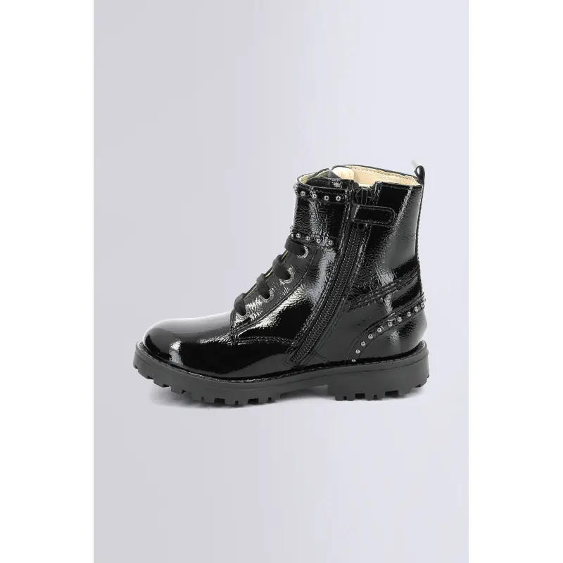 GROOROCK NOIR VERNIS BOTTINES Cuir Fille
