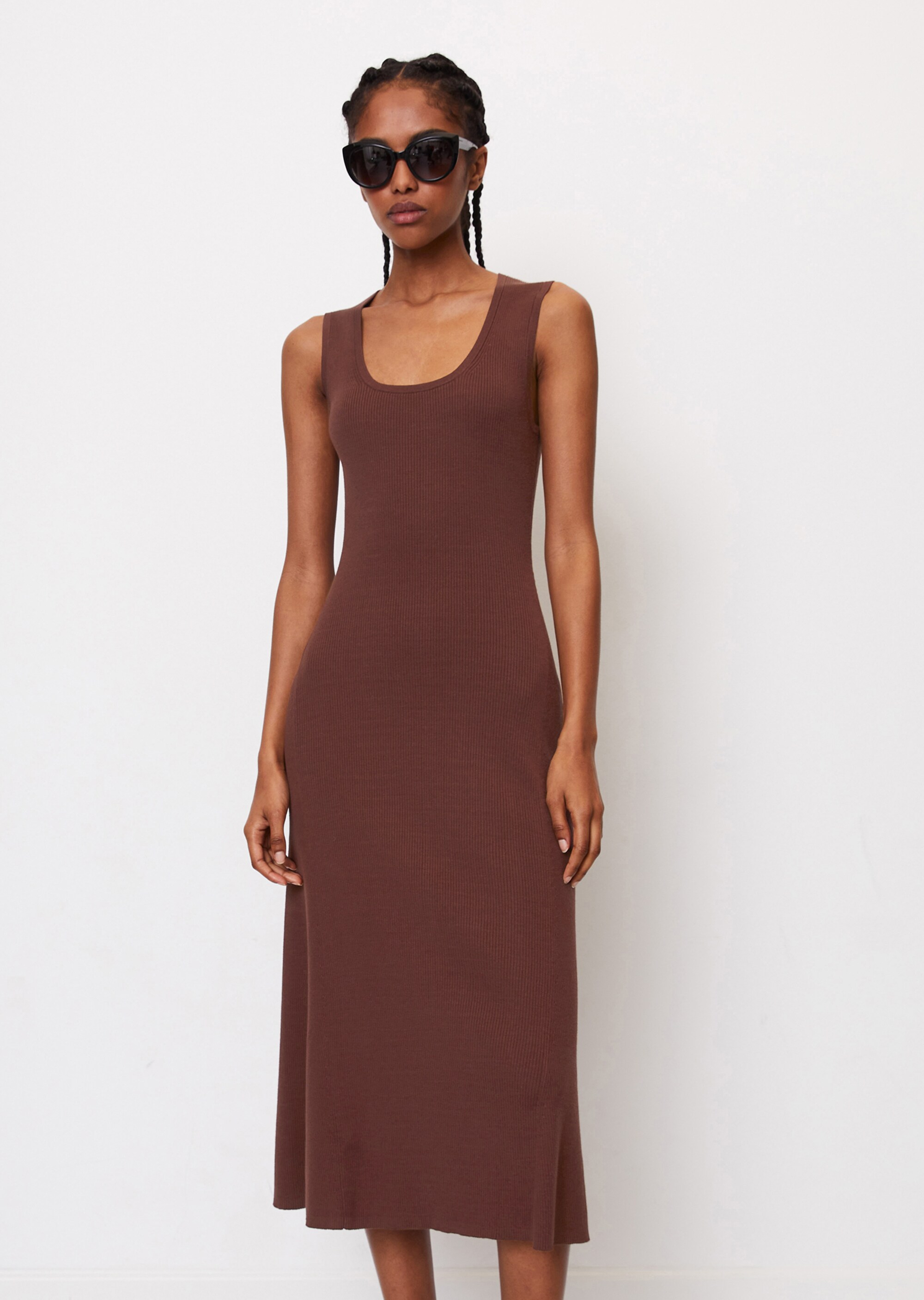 Ärmelloses Feinstrick-Kleid fitted aus Organic Cotton