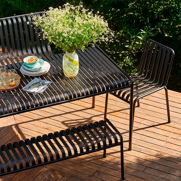 HAY - Palissade Tisch   4x Chair, anthrazit