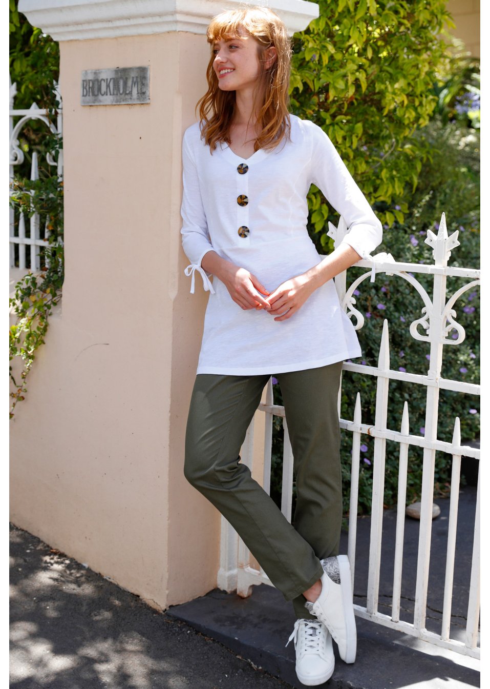 Pantalon super stretch, taille confortable, longueur cheville