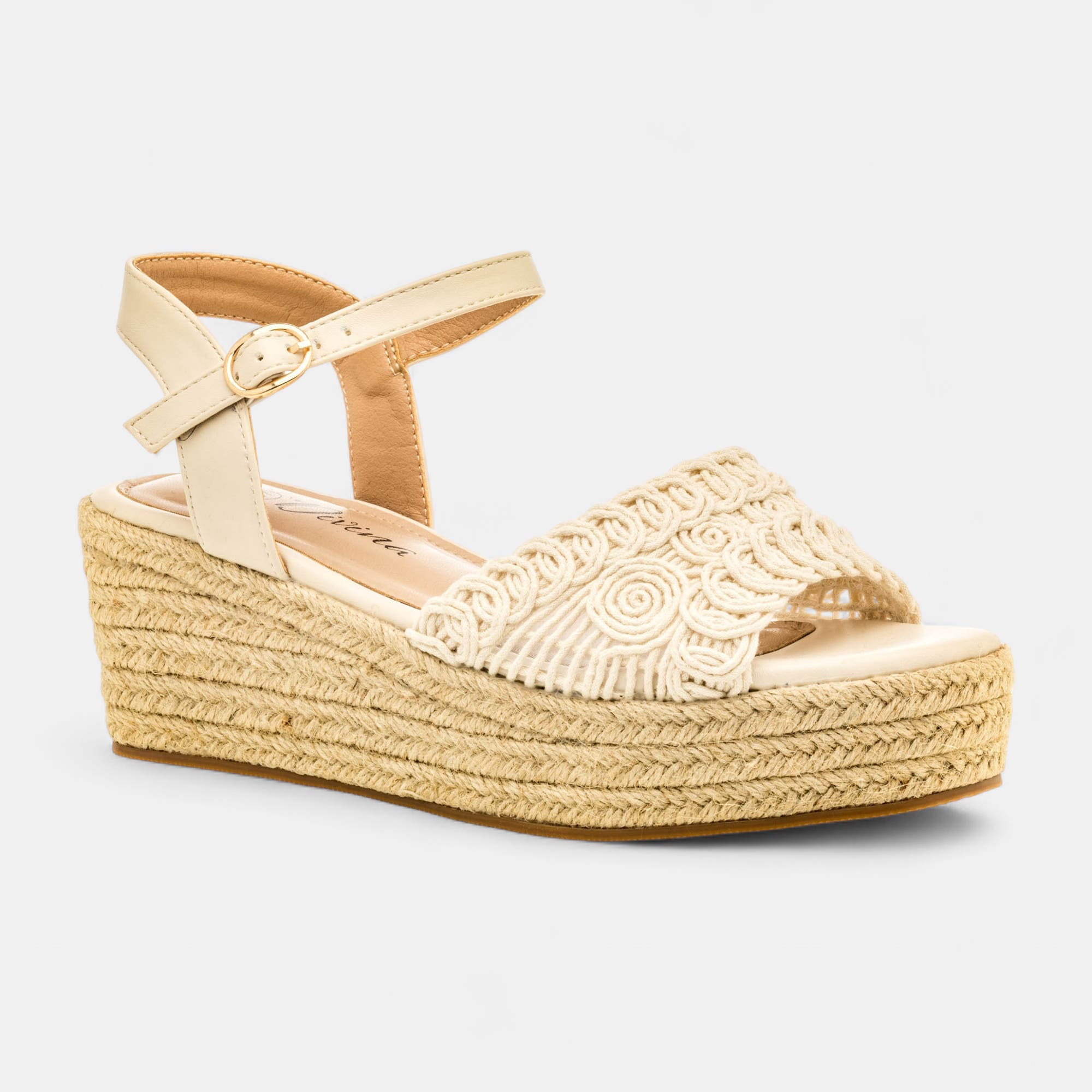 Espadrilles à talon compensé Femme beige