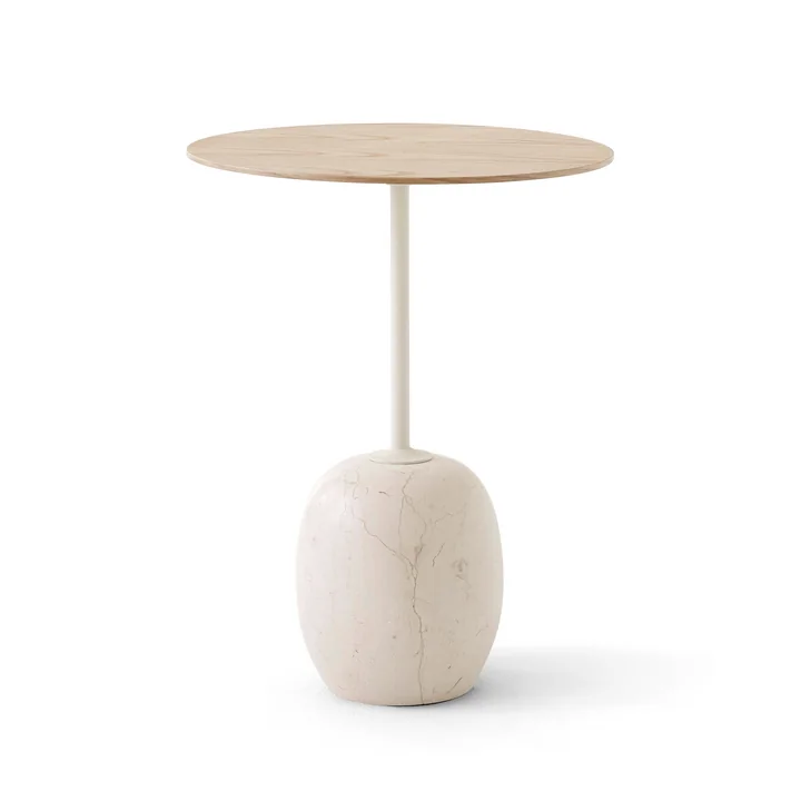 &Tradition - Lato Beistelltisch rund Ø 40 cm, H 50 cm, Eiche / Crema Diva Marmor