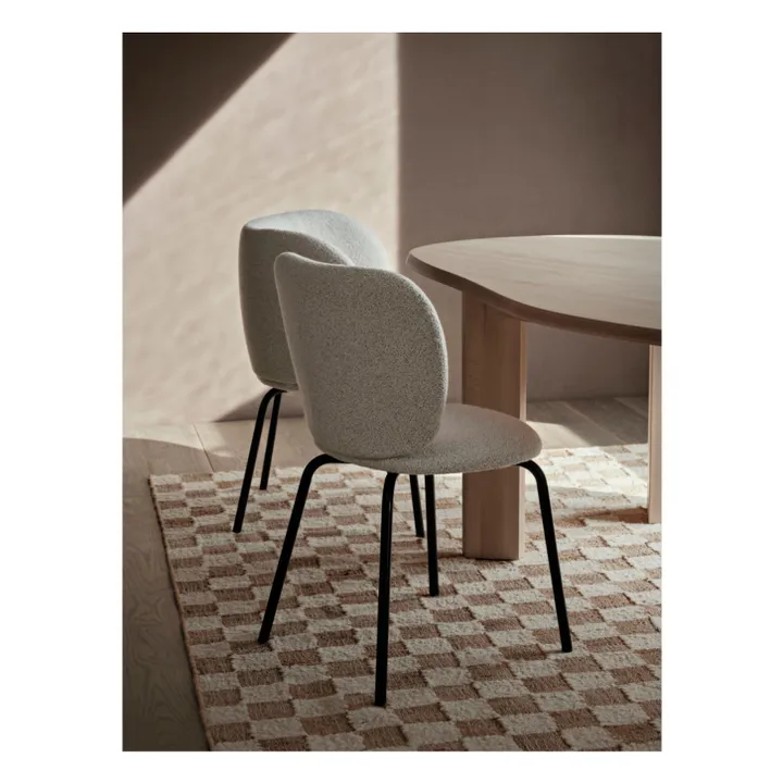 Ferm Living Tapis en jute et laine Check | Crème