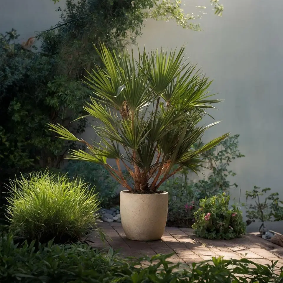 Dwergpalm - Chamaerops humilis - Hoogte 70-80cm - ⌀21cm