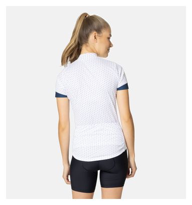 Maillot Manches Courtes Zippé Odlo Essential Femme Blanc / Bleu