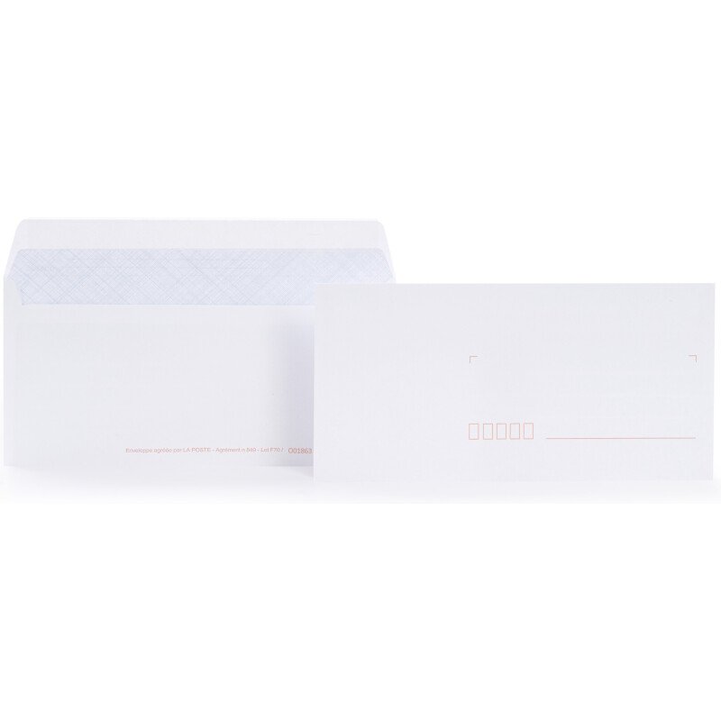 Paquet De 100 EnveloPPes 110X220 Blanc 80G Bong