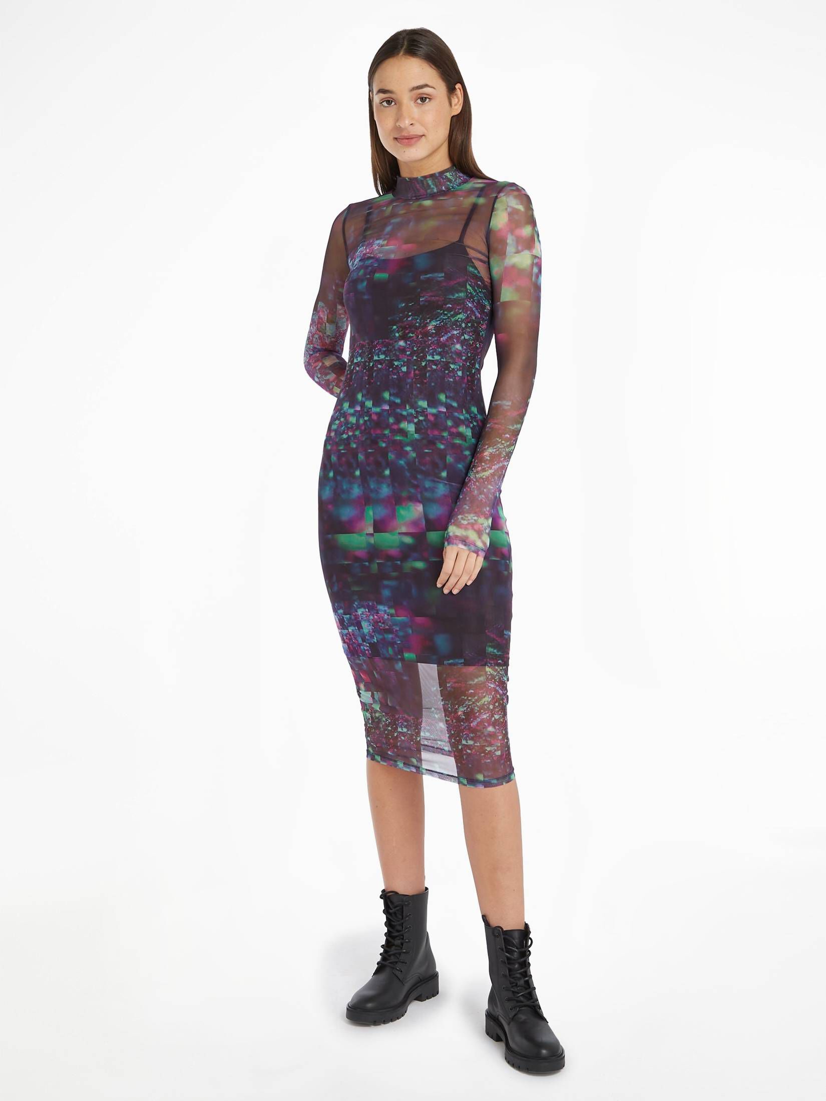 CALVIN KLEIN JEANS| Damen Kleid aus Mesh