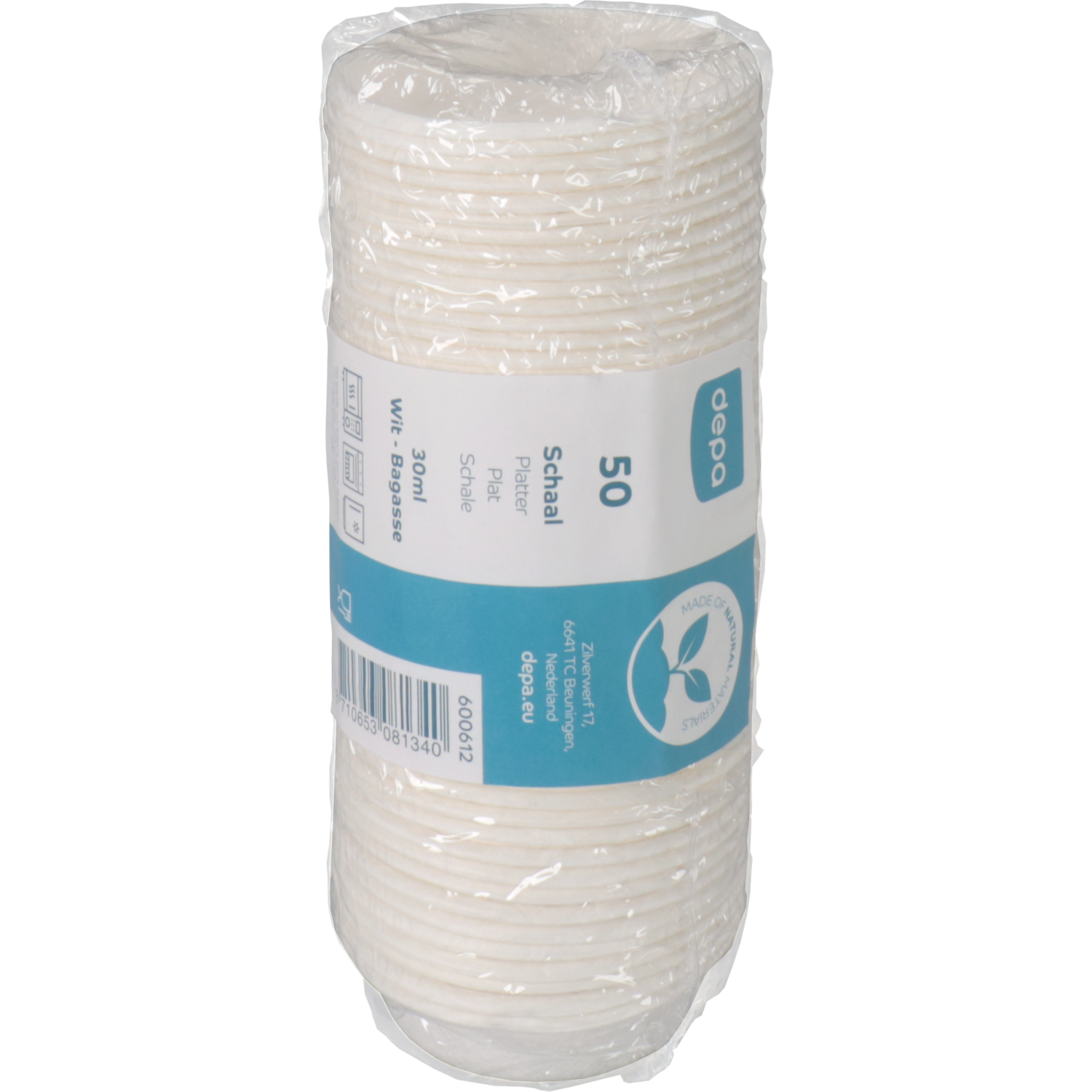 Depa Schaal, sausbakje, bagasse (suikerrietpulp), 30ml, wit