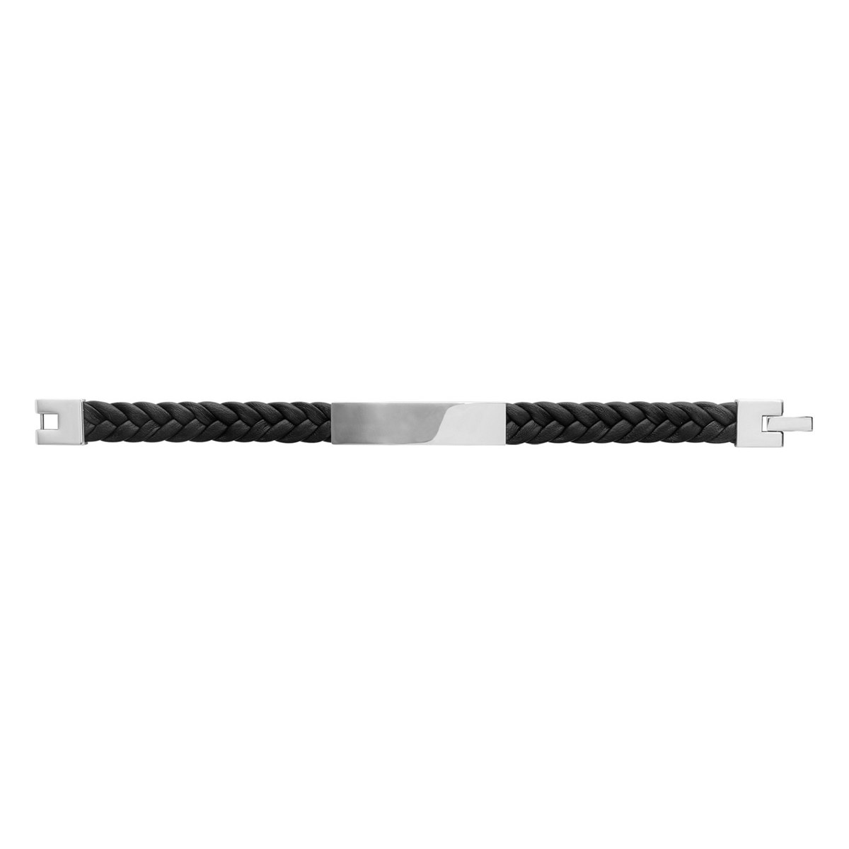 Bracelet homme Brillaxis acier cuir noir