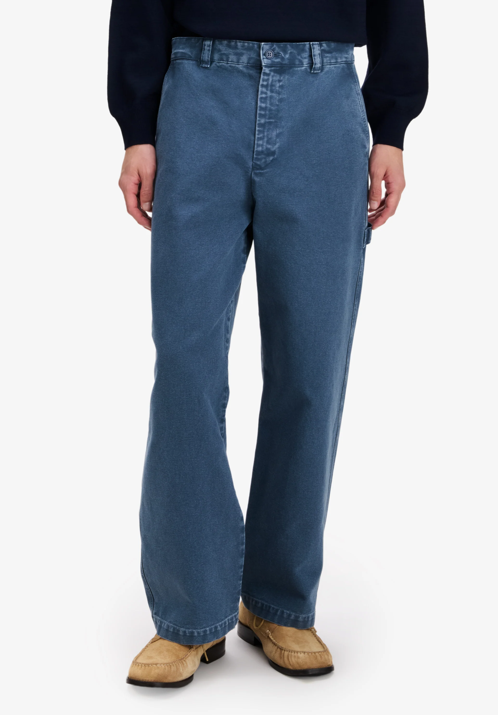 Pantalon carpenter en toile bleue - Bleu