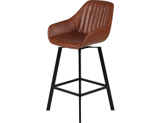 CONCEPT1 - Tabouret de bar Lot de 2 T. Moss marron foncé PU (plan)