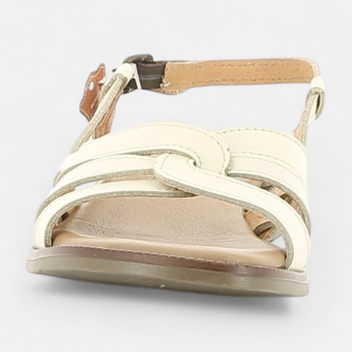 Nu-pieds Femme en cuir beige
