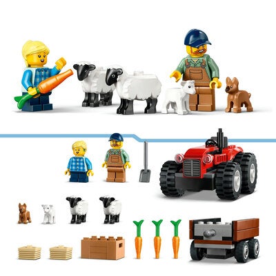 LEGO City 60461 Sett med rød traktor, henger og sau