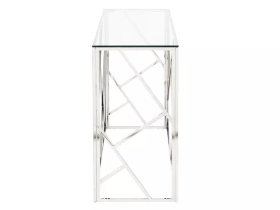 Console ATHENA de Pascal MORABITO - Verre trempé et acier - Chromé
