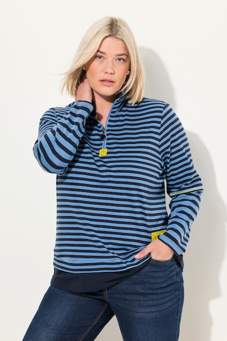 Shirt, Ringelmix, Classic, Troyerkragen, Langarm