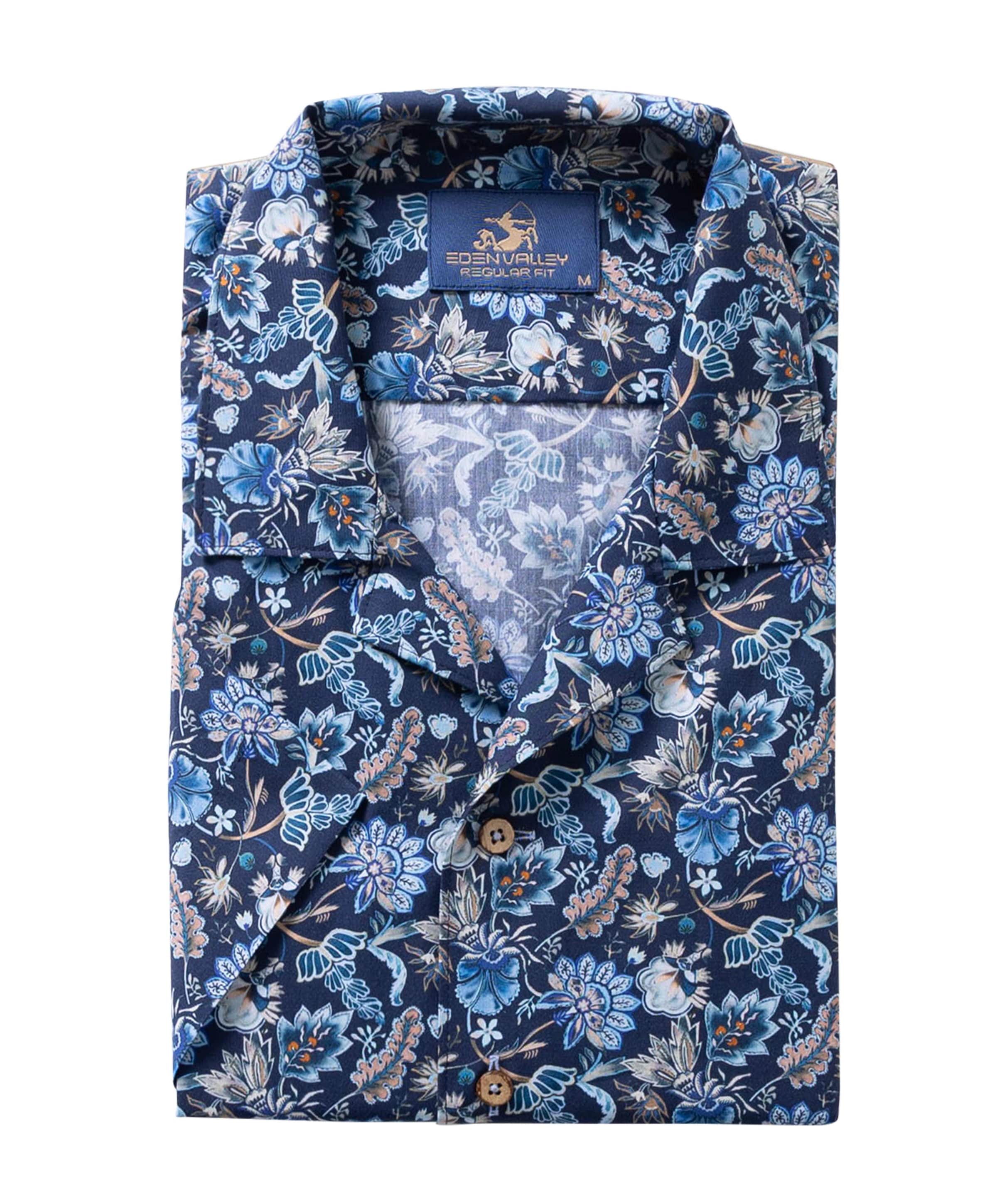 Eden Valley Heren overhemd korte mouw blauw