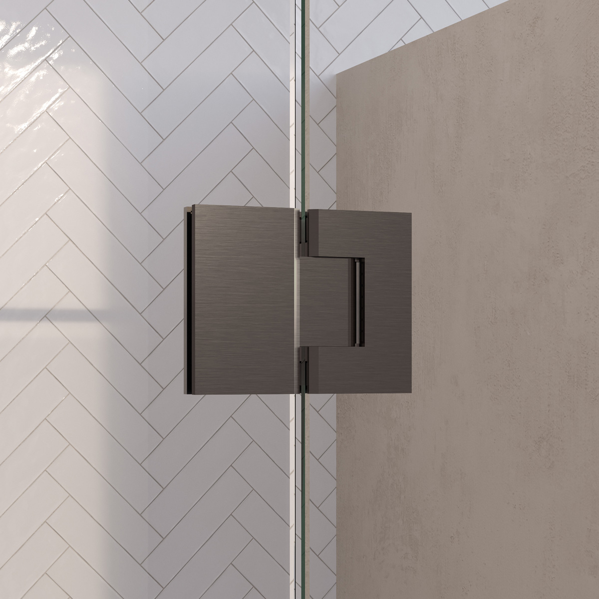 Brauer Void profielloze nisdeur 110cm met draaideur 60cm aan glas gunmetal geborsteld PVD