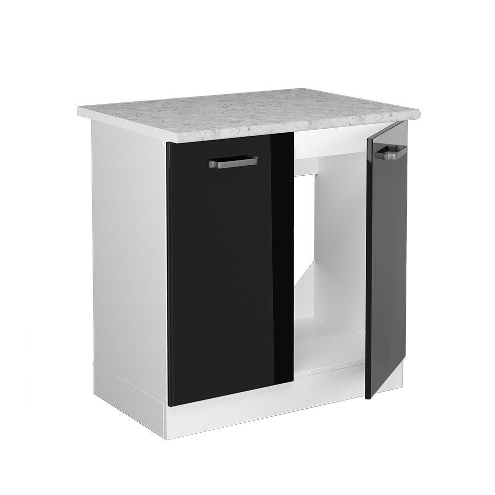 Vicco Spülenunterschrank Küchenschrank R-Line Solid Weiß Schwarz 80 cm modern Arbeitsplatte