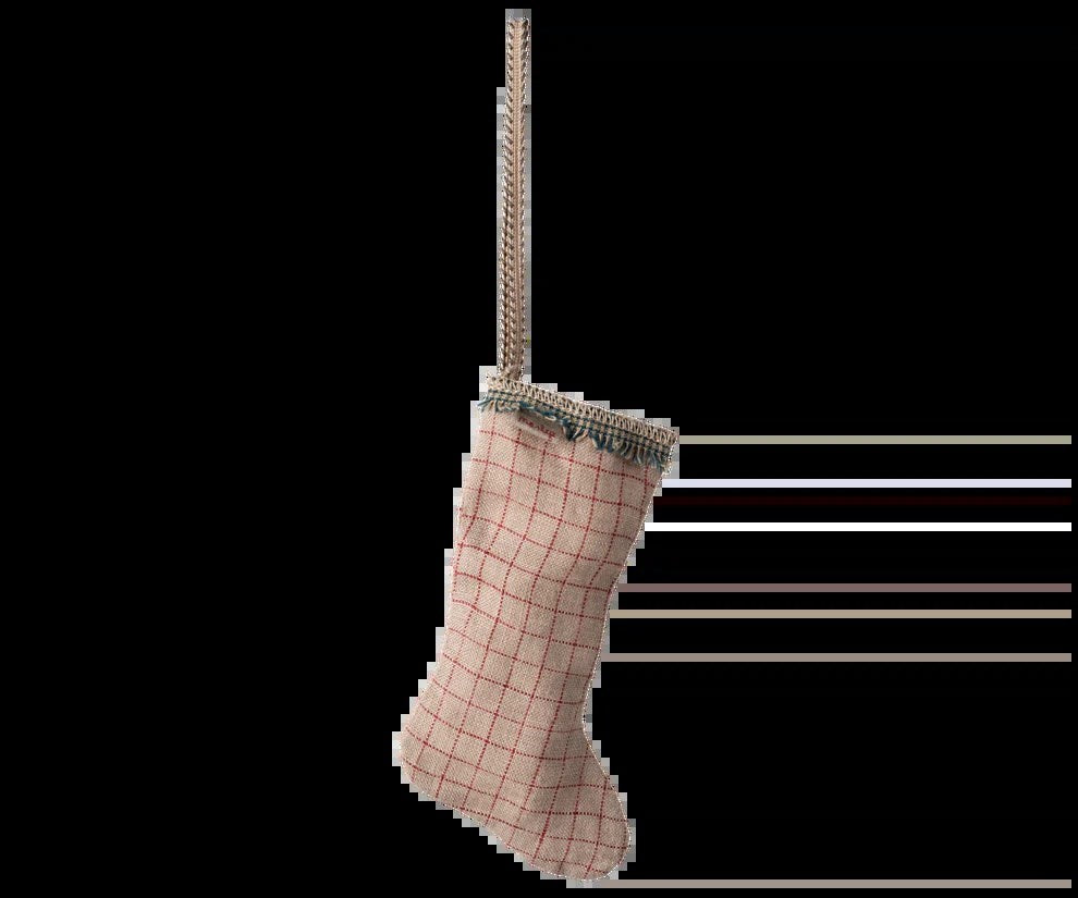 Køb Maileg Strømpe Ornament ternet - Sand