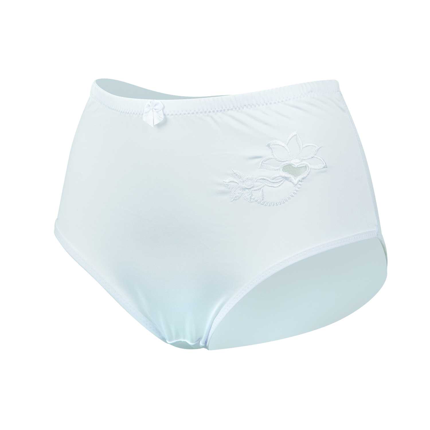 Damen Slip Microfaser mit Stickerei Gr. 40/42–52/54 weiß 2er