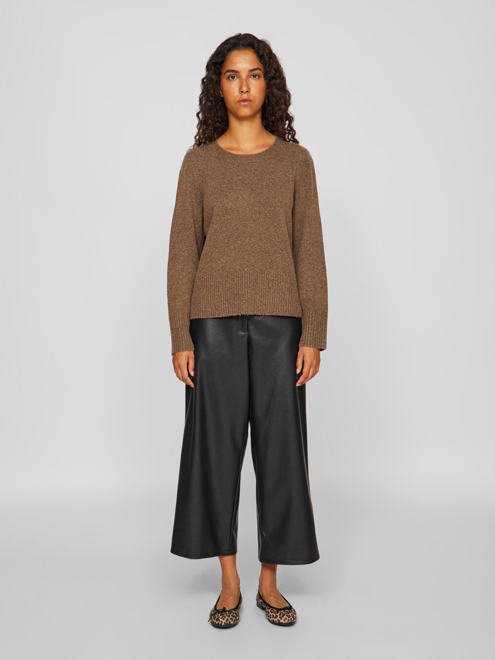 Vila  Viprima L/S O-Neck striktrøje - Fossil