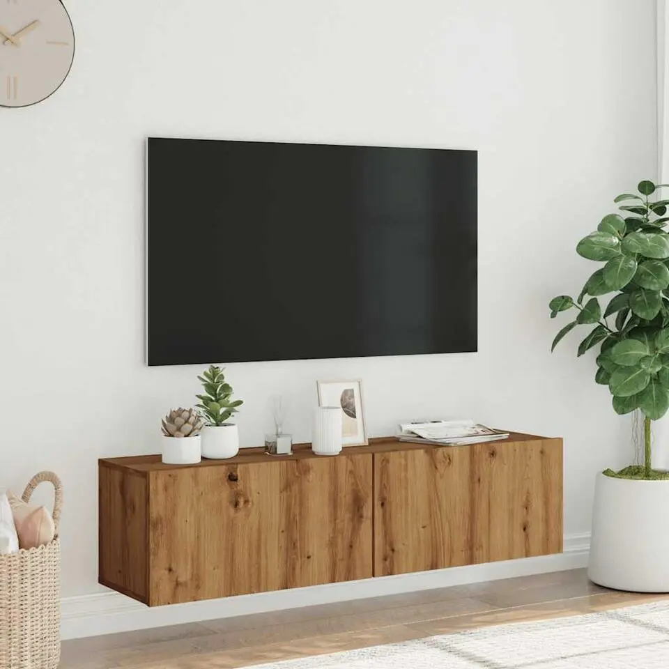 vidaXL - Zwevend TV-meubel met 2 deuren - Artisan eiken - Hout - 120x30x30 cm