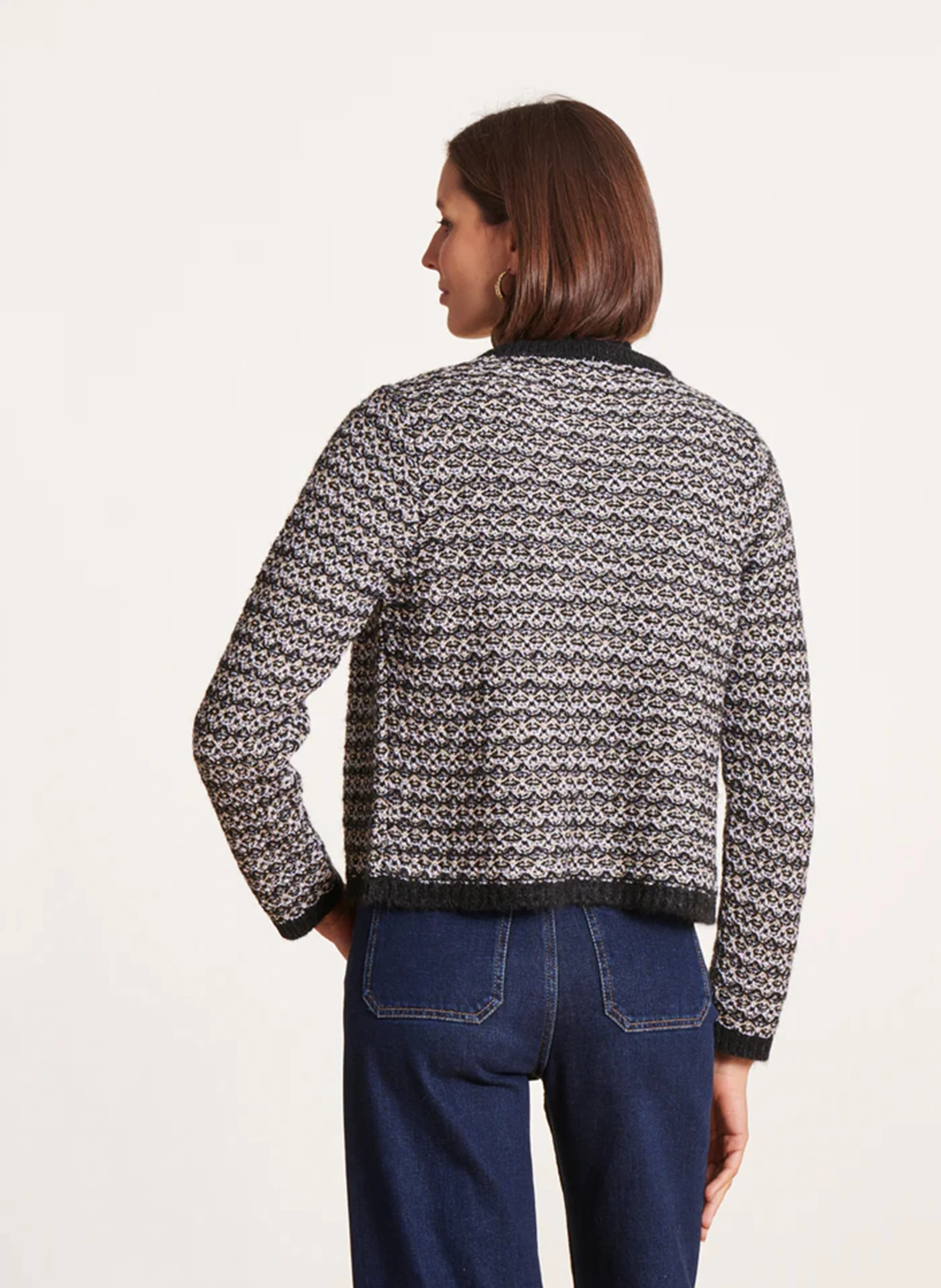 Gilet droit en maille irisée | Gris