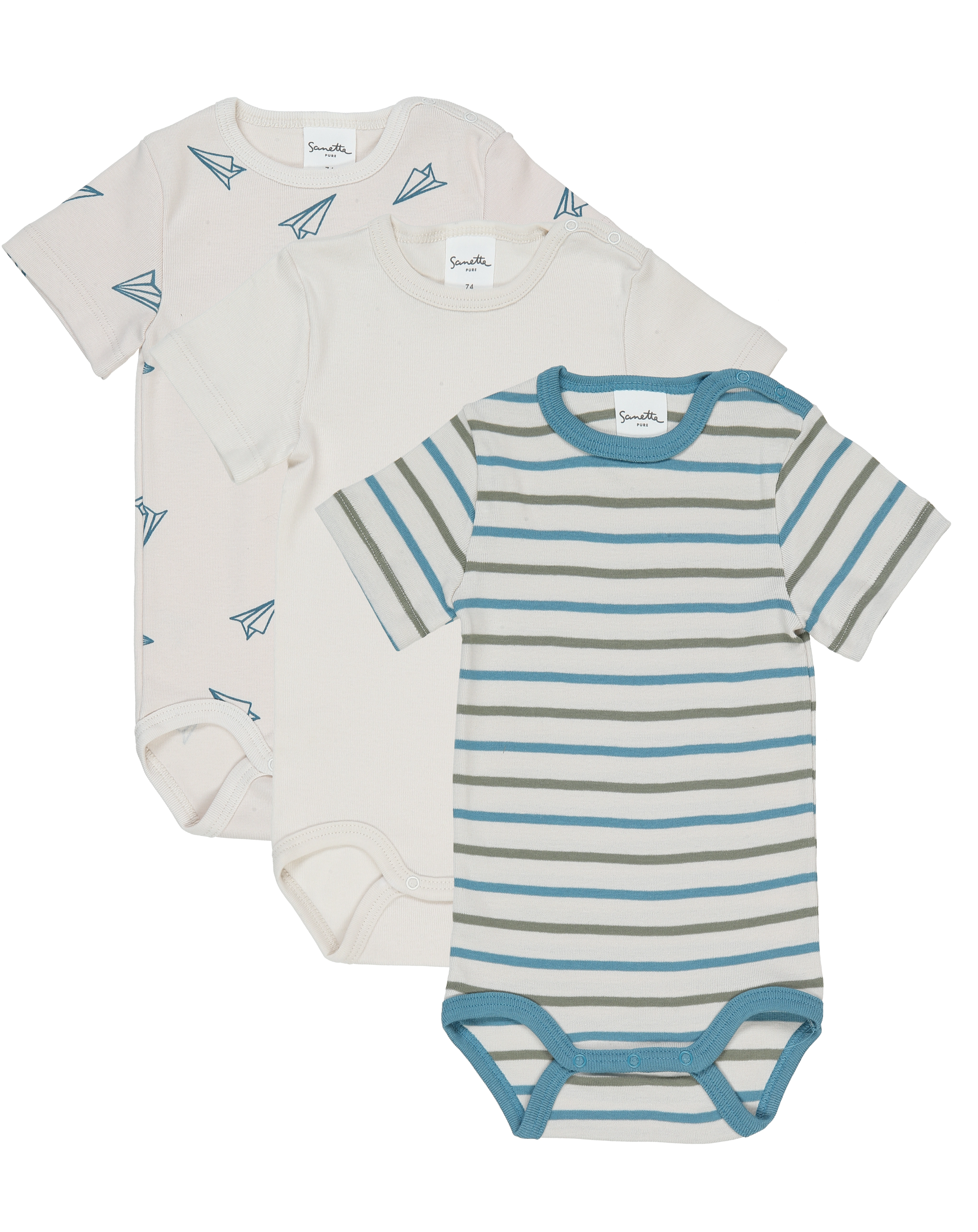 Kurzarm-Body PAPER PLANES 3er-Pack in kitt
