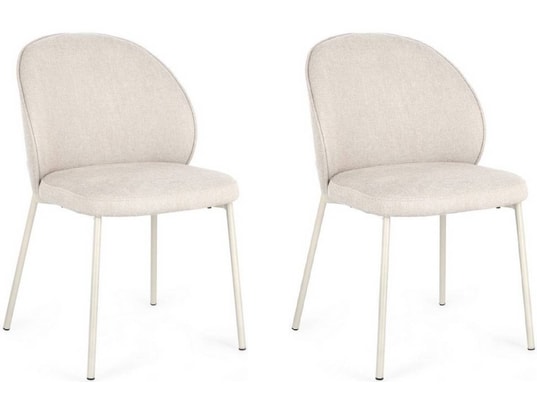 CONCEPT1 - Chaise Lot de 2 C. Wendy beige pieds blanc