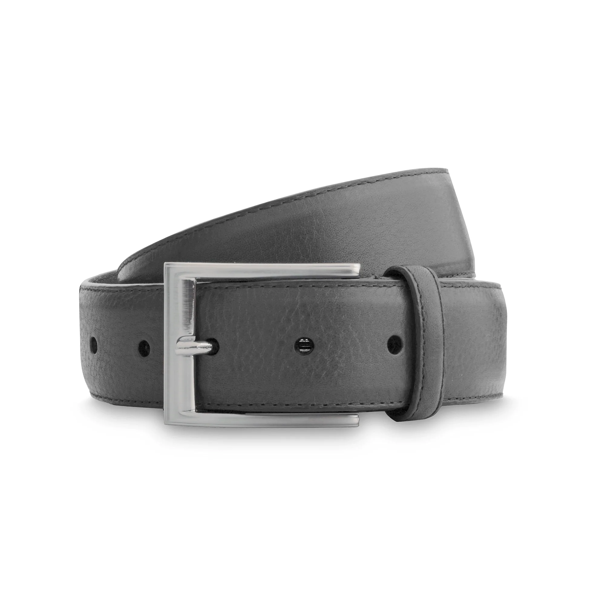 Ceinture homme en cuir grainé gris