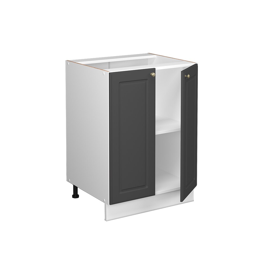 Vicco Unterschrank Küchenschrank Küchenmöbel Fame-Line Weiß Anthrazit-Gold Landhaus 60 cm Küche Einbauküche Drehtür Einlegeboden Blende Küchenzeile