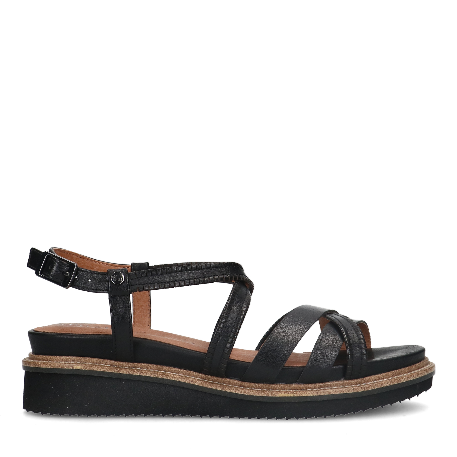 Zwarte leren sandalen met bandjes