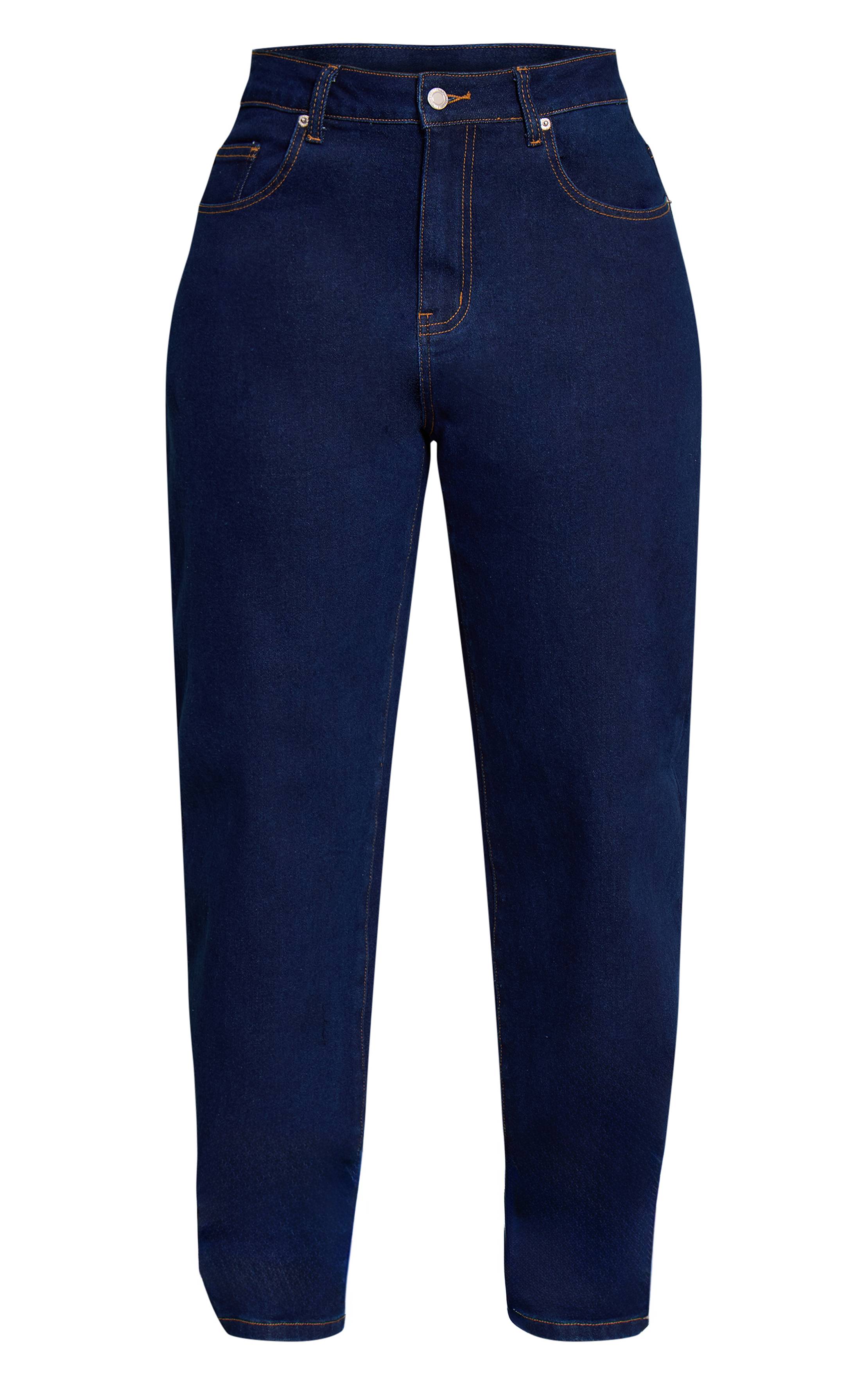 Bleu Indigo Jean Denim Cargo Barrel À Détails De Coutures Shape