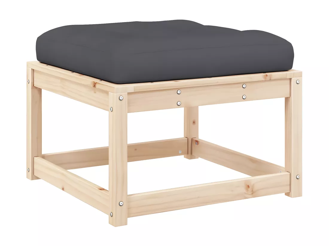 Repose-pied de jardin avec coussins bois de pin massif